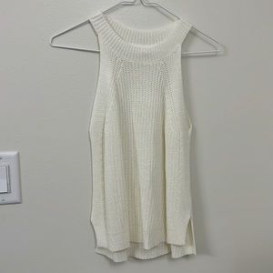 Cream High Neck Knit Tank